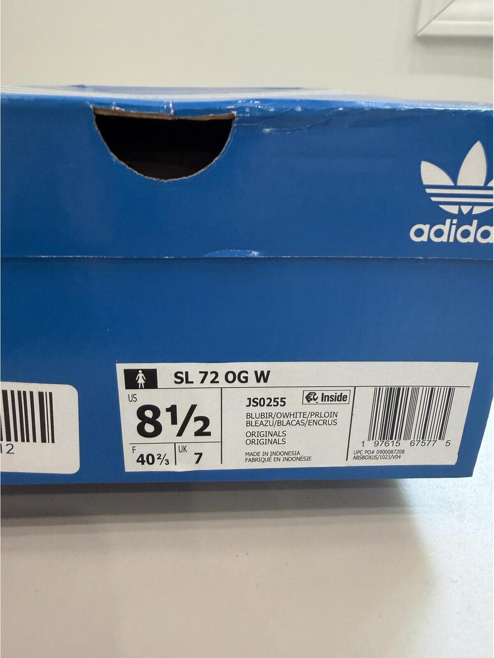 adidas Retro Blue White Suede Nylon Sneakers with Box SL 72 OG 8.5 - Picture 12 of 13